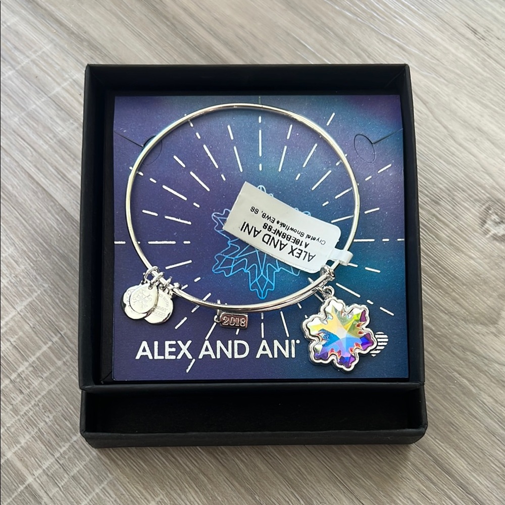 Alex and Ani Silver Bangle with Snowflake Charm